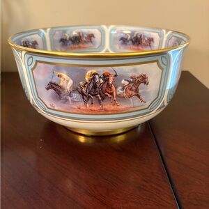 Fred Stone Horse Racing Decorative Bowl with Gold Trim - Limited Edition
